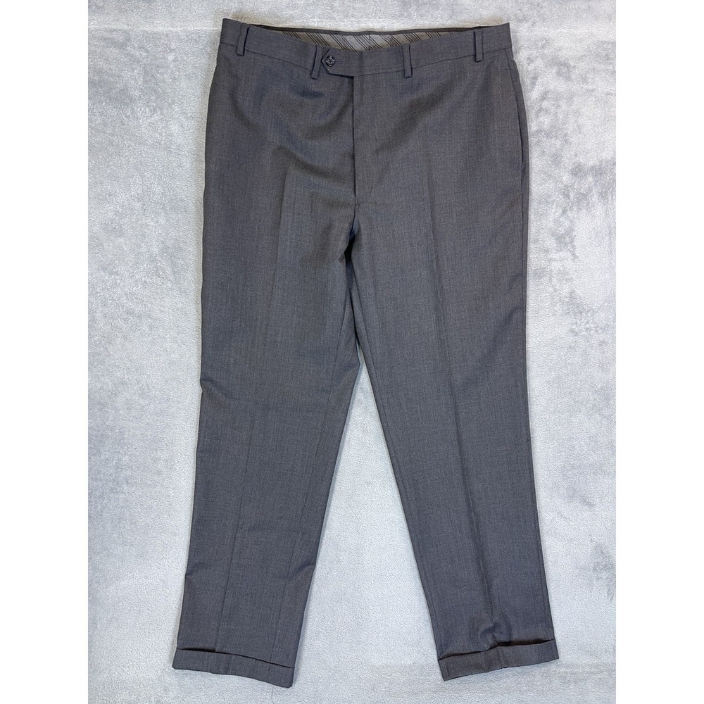 Calvin Klein Dress Pants Mens 38x32 Gray Straight Cuffed Wool Workwear